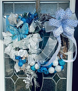 Blue Christmas Wreath $50