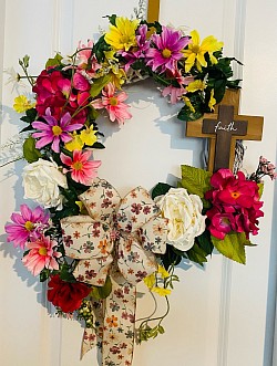 Spring Wreath with Faith Cross $65.00 - SOLD