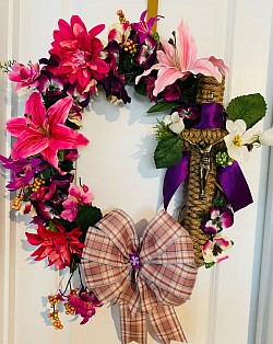 Spring Wreath with Rope Cross. $65.00 - SOLD