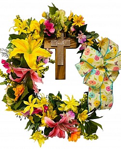 Spring Wreath  with Faith Cross $65.00 - SOLD