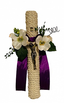 White Rope Cross Wreath $45.00 - SOLD