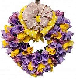 Purple and Yelliw Heart Wreath $55.00